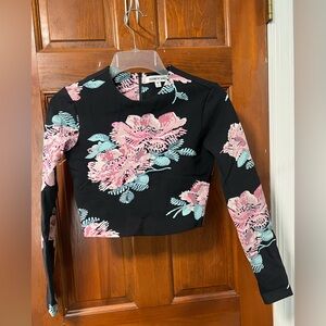 Elizabeth and James Black Floral Crop Top